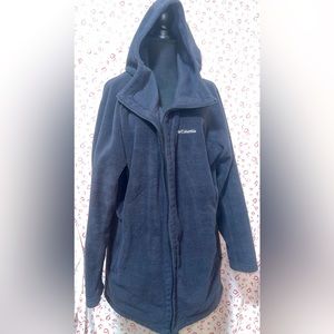 Plus size Grey Columbia Full Zip Fleece Jacket with Hood- Long